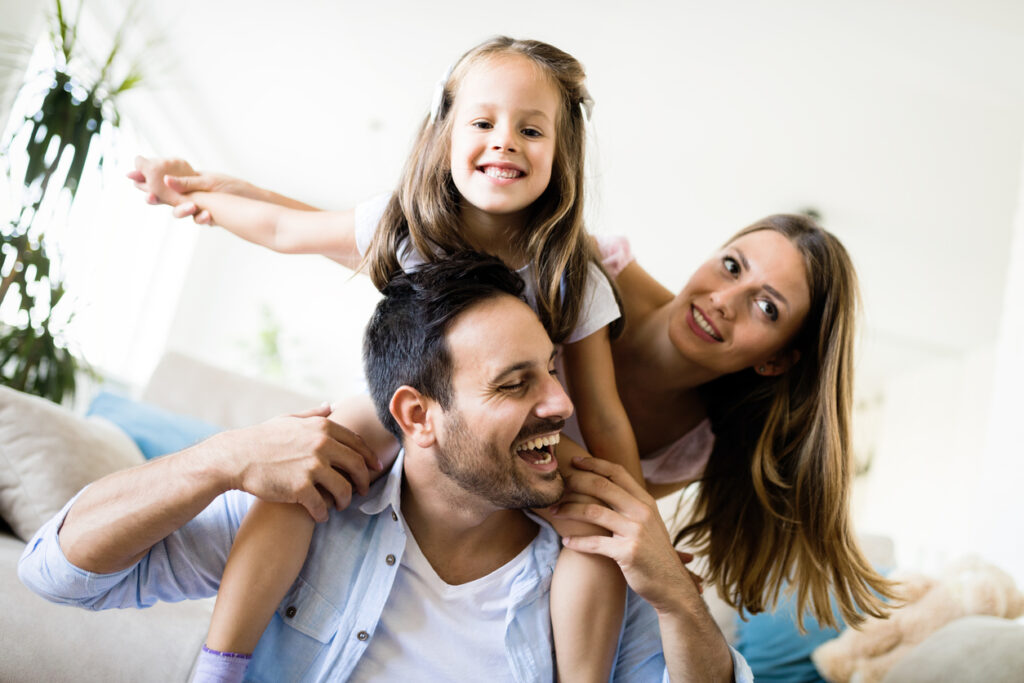 happy family having fun time at home