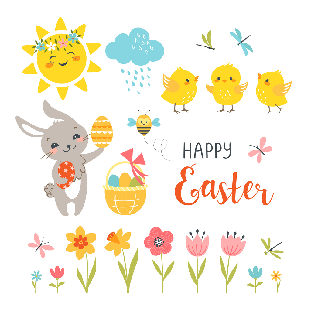 cute easter design elements