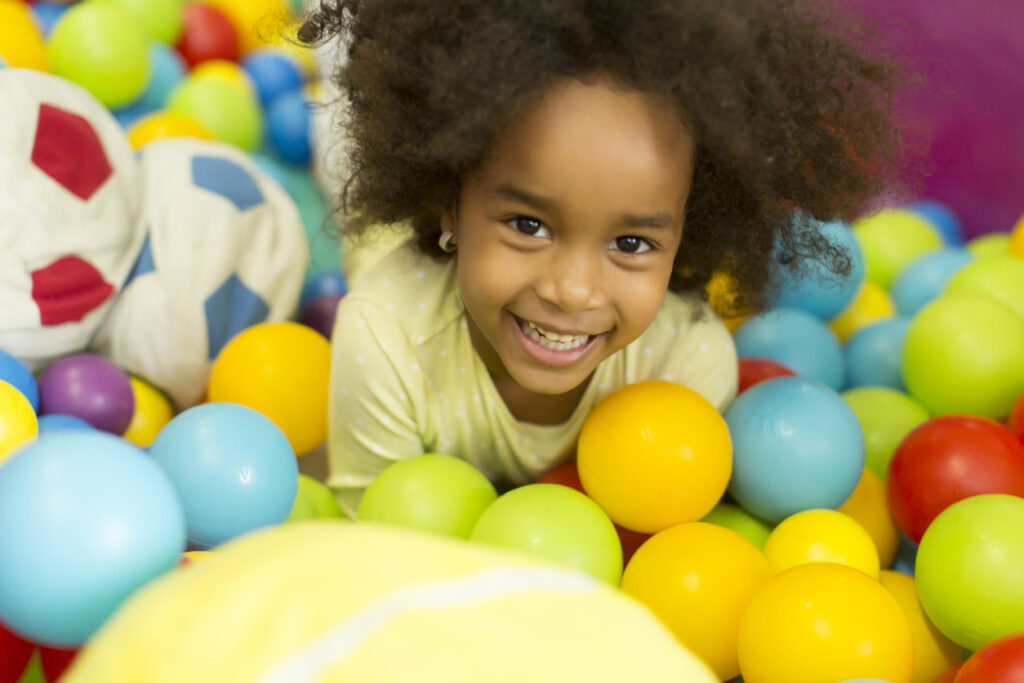 black little girls in the playroom