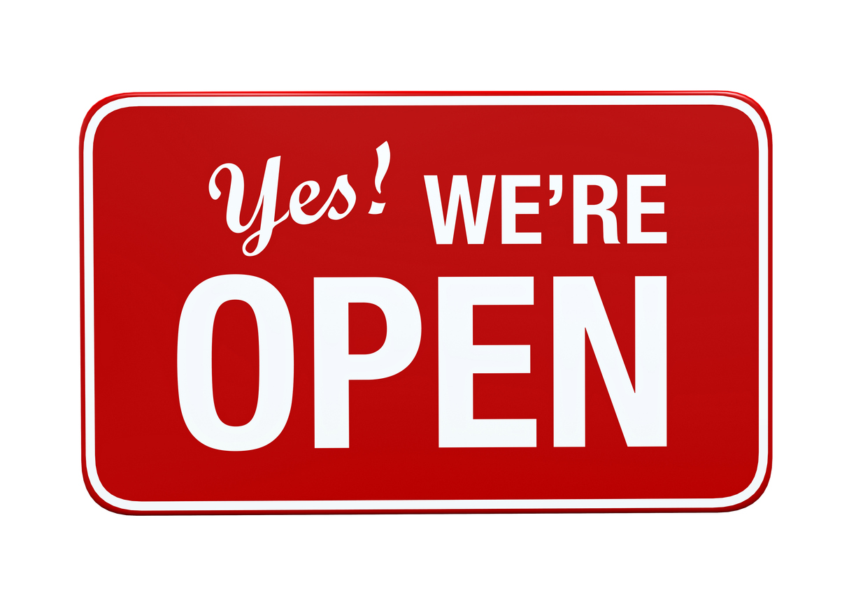 yes we're open sign